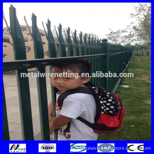 PVC coated 2.4m high triple spiked galvanised palisade fencing